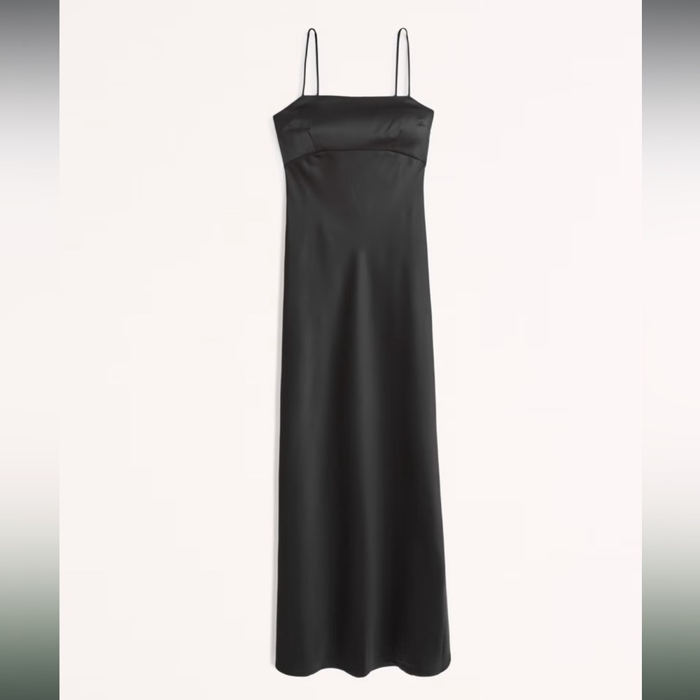NWOT Black Satin Cowl Back Slip Midi Dress
